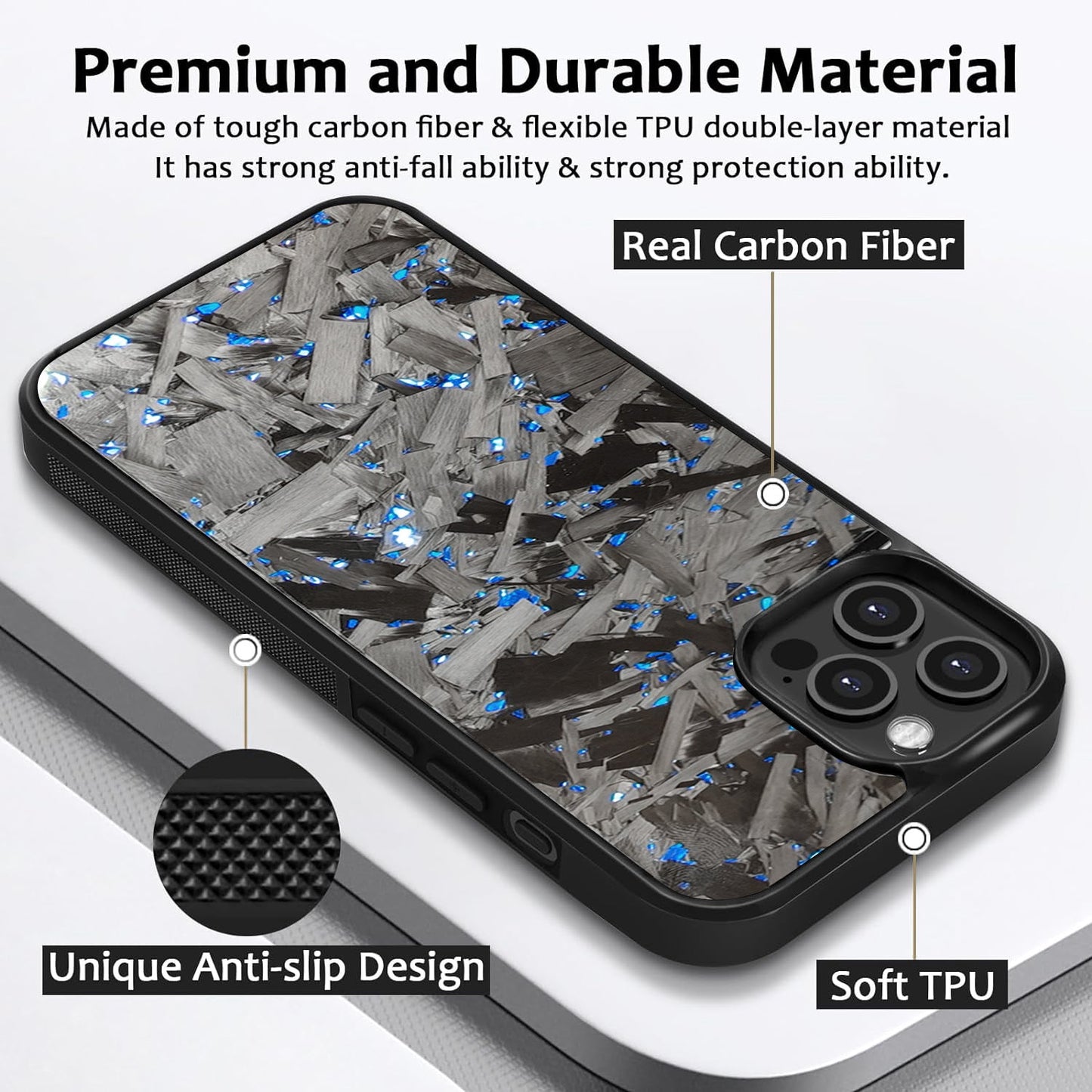 Forged Carbon iPhone Case - Premium Carbon Fiber Wallet (Large pattern red without magnet) | Carbon Works